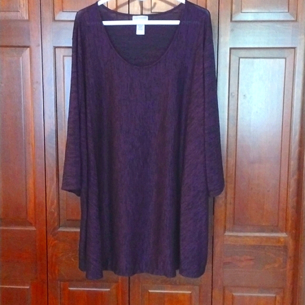 4X Catherines pullover lightweight sweater, purple and black